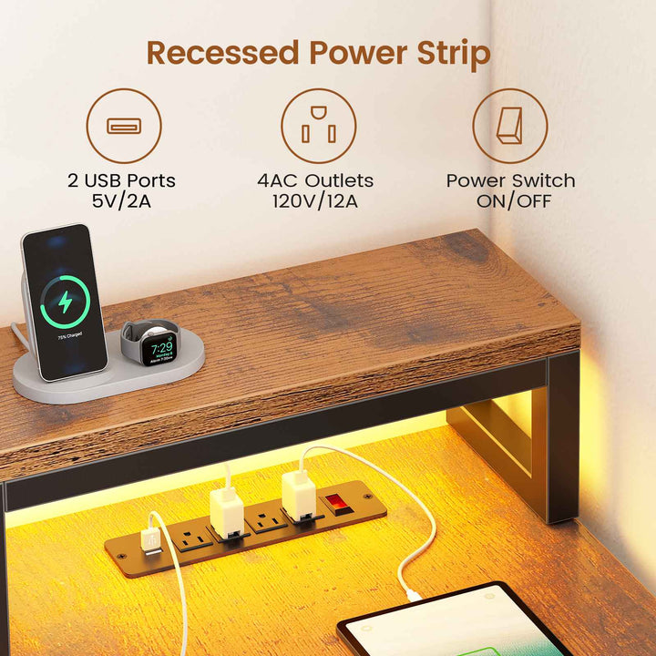 SEDETA 78.7 Inch L Shaped Gaming Desk with LED Light Computer Desk with Drawers Power Outlet Storage Shelves and Display Cabinet