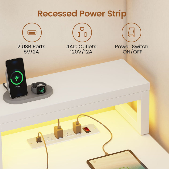 SEDETA 78.7 Inch L Shaped Gaming Desk with LED Light Computer Desk with Drawers Power Outlet Storage Shelves and Display Cabinet