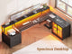 SEDETA 78.7 Inch L Shaped Gaming Desk with LED Light Computer Desk with Drawers Power Outlet Storage Shelves and Display Cabinet