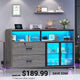SEDETA | 59 Inch 2 Drawers File Cabinet Display Cabinet with Lock and Power Outlets Printer Stand with Storage