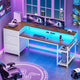 SEDETA 59 Inch Office Desk with Drawers Reversible Computer Gaming Desk with LED Lights