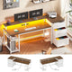 SEDETA 59 Inch Office Desk with Drawers Reversible Computer Gaming Desk with LED Lights