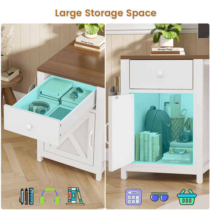 SEDETA 63 Inch L Shaped Corner Computer Desk Convertible Long Home Office Desk with Storage Cabinet