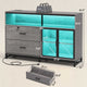 SEDETA 59 Inch File Cabinet Display Cabinet with LED Lights Power Strip for Home Office Fit Legal/Letter/A4 File