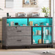 SEDETA 59 Inch File Cabinet Display Cabinet with LED Lights Power Strip for Home Office Fit Legal/Letter/A4 File
