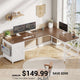SEDETA 63 Inch L Shaped Corner Computer Desk Convertible Long Home Office Desk with Storage Cabinet