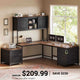 SEDETA 63 Inch Farmhouse L Shaped Office Desk with 6 Drawers Reversible Computer Corner Desk with Power Outlet and Hutch