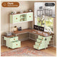 SEDETA 63 Inch Farmhouse L Shaped Office Desk with 6 Drawers Reversible Computer Corner Desk with Power Outlet and Hutch