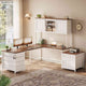 SEDETA 63 Inch Farmhouse L Shaped Office Desk with 6 Drawers Reversible Computer Corner Desk with Power Outlet and Hutch