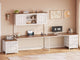 SEDETA 63 Inch Farmhouse L Shaped Office Desk with 6 Drawers Reversible Computer Corner Desk with Power Outlet and Hutch