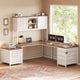 SEDETA 63 Inch Farmhouse L Shaped Office Desk with 6 Drawers Reversible Computer Corner Desk with Power Outlet and Hutch