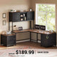 SEDETA® 63 Inch Reversible Computer Desk with 6 Drawers Farmhouse L Shaped Office Desk with Power Outlet and Hutch