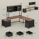 SEDETA 63 Inch Farmhouse L Shaped Office Desk with 6 Drawers Reversible Computer Corner Desk with Power Outlet and Hutch