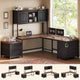 SEDETA 63 Inch Farmhouse L Shaped Office Desk with 6 Drawers Reversible Computer Corner Desk with Power Outlet and Hutch