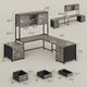SEDETA 63 Inch Farmhouse L Shaped Office Desk with 6 Drawers Reversible Computer Corner Desk with Power Outlet and Hutch