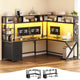 SEDETA 94.5 Inch Convertible Gaming Desk with Storage Shelves and Hutch Computer Desk with Drawers Power Outlet and LED Lights