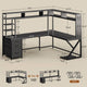 SEDETA 94.5 Inch Convertible Gaming Desk with Storage Shelves and Hutch Computer Desk with Drawers Power Outlet and LED Lights