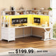 SEDETA 94.5 Inch Convertible Gaming Desk with Storage Shelves and Hutch Computer Desk with Drawers Power Outlet and LED Lights