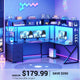 SEDETA® 94.5 Inch Convertible Computer Desk L Shaped Gaming Desk with Drawers Storage Shelves Power Outlet and LED Lights