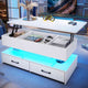 SEDETA 40 Inch Lift Top Coffee Table with Led Lights Storage for Living Room