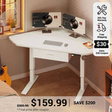 SEDETA 32 Inch Corner Electric Standing Desk Height Adjustable Computer Desk with Drawer Stand up Writing Desk