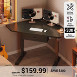 SEDETA 32 Inch Corner Electric Standing Desk Height Adjustable Computer Desk with Drawer Stand up Writing Desk