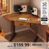SEDETA 32 Inch Corner Electric Standing Desk Height Adjustable Computer Desk with Drawer Stand up Writing Desk