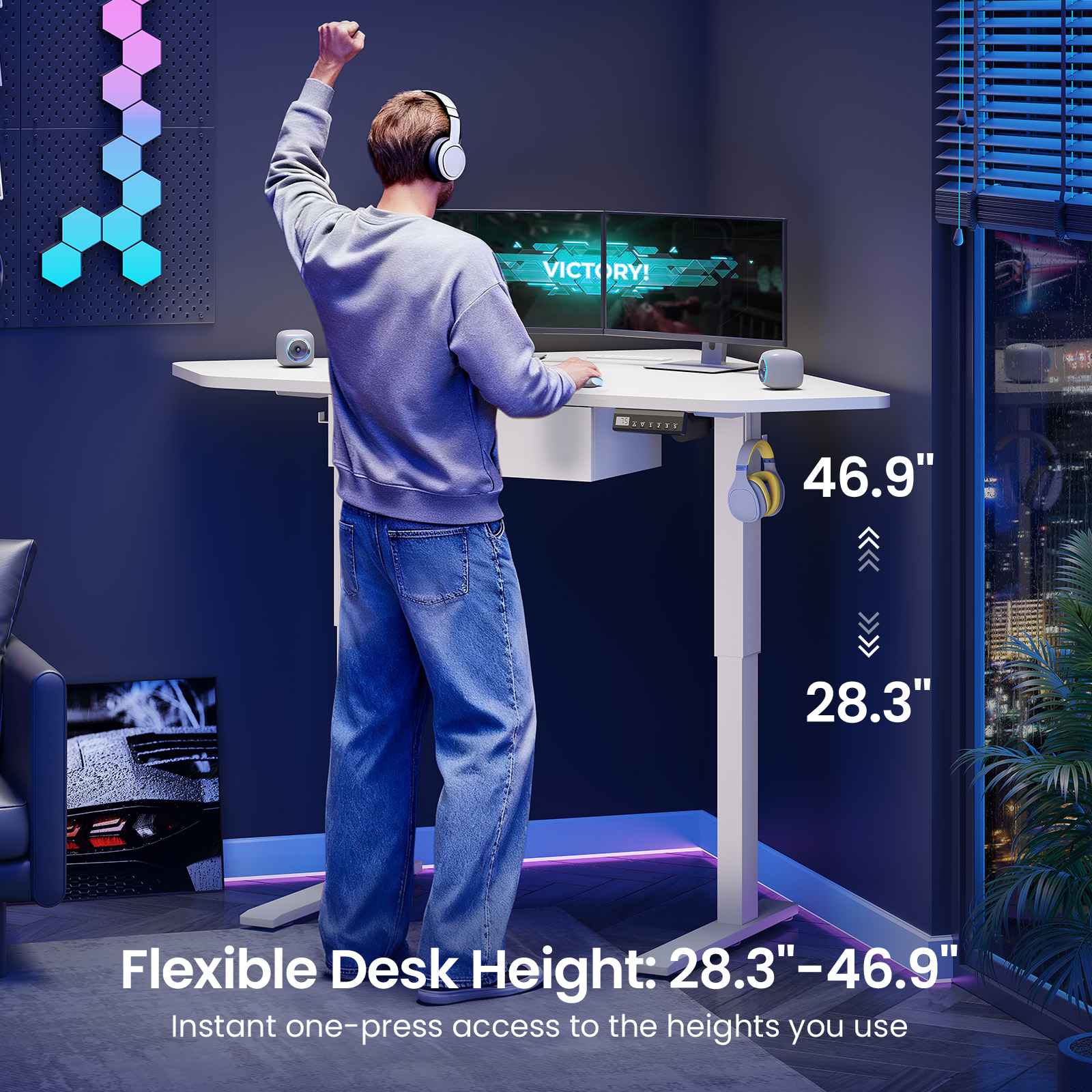 SEDETA | 32 Inch Corner Electric Standing Desk Height Adjustable with
