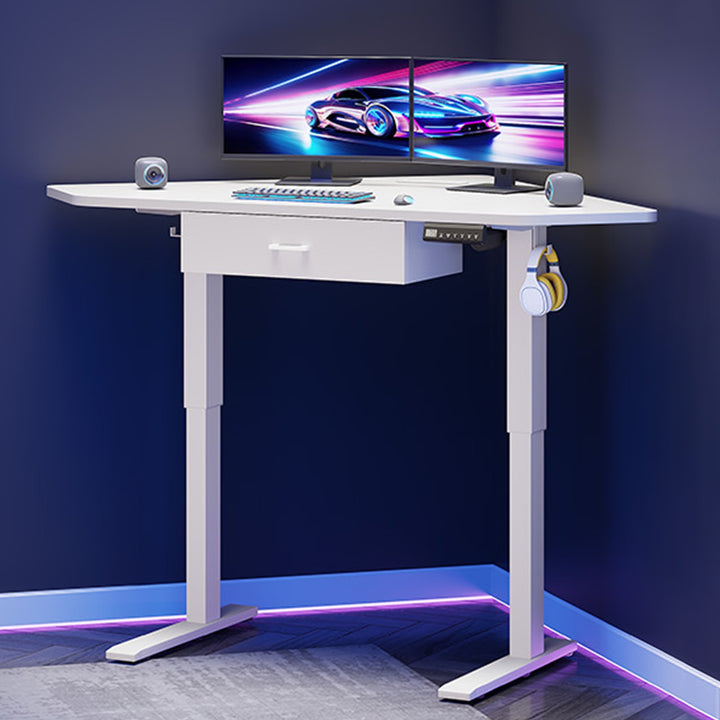 SEDETA 32 Inch Corner Electric Standing Desk Height Adjustable Computer Desk with Drawer Stand up Writing Desk