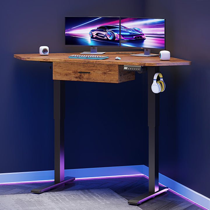 SEDETA 32 Inch Corner Electric Standing Desk Height Adjustable Computer Desk with Drawer Stand up Writing Desk