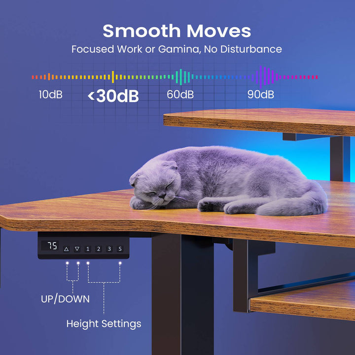 SEDETA® 55 Inch Electric Standing Gaming Desk Height Adjustable Ergonomic Computer Desk with LED Lights Power Strip Keyboard Tray and Monitor Stand