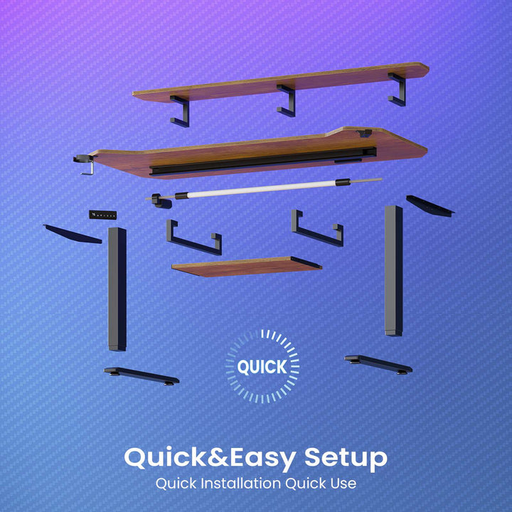 SEDETA® 55 Inch Electric Standing Gaming Desk Height Adjustable Ergonomic Computer Desk with LED Lights Power Strip Keyboard Tray and Monitor Stand