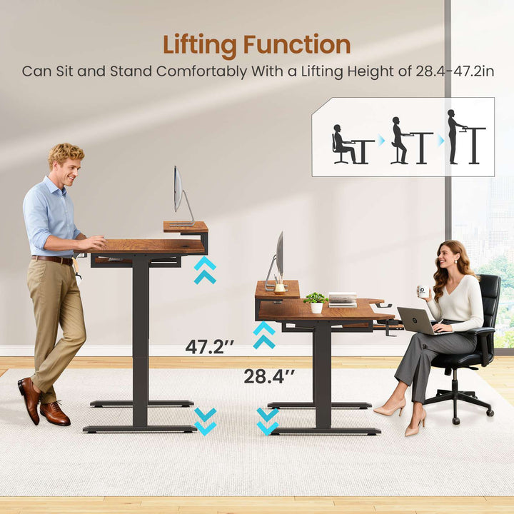 SEDETA® 55 Inch Electric Standing Gaming Desk Height Adjustable Ergonomic Computer Desk with LED Lights Power Strip Keyboard Tray and Monitor Stand