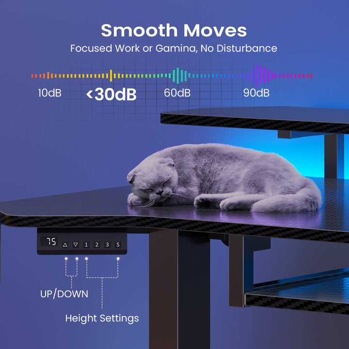 SEDETA® 55 Inch Electric Standing Gaming Desk Height Adjustable Ergonomic Computer Desk with LED Lights Power Strip Keyboard Tray and Monitor Stand