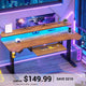 SEDETA® 55 Inch Electric Standing Gaming Desk Height Adjustable Ergonomic Computer Desk with LED Lights Power Strip Keyboard Tray and Monitor Stand