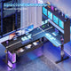 SEDETA 68.9 Inch Electric Standing Desk Height Adjustable L Shaped Gaming Desk Office Computer Desk with Led Lights Storage Drawers Hutch Pegboard