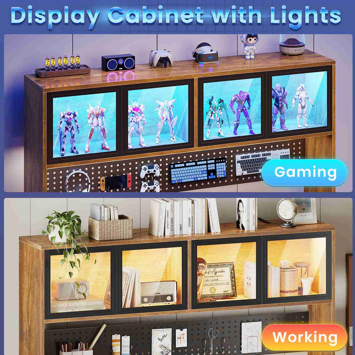 SEDETA 68.9 Inch Electric Standing Desk Height Adjustable L Shaped Gaming Desk Office Computer Desk with Led Lights Storage Drawers Hutch Pegboard