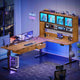 SEDETA 68.9 Inch Electric Standing Desk Height Adjustable L Shaped Gaming Desk Office Computer Desk with Led Lights Storage Drawers Hutch Pegboard
