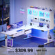 SEDETA 68.9 Inch Electric Standing Desk Height Adjustable L Shaped Gaming Desk Office Computer Desk with Led Lights Storage Drawers Hutch Pegboard
