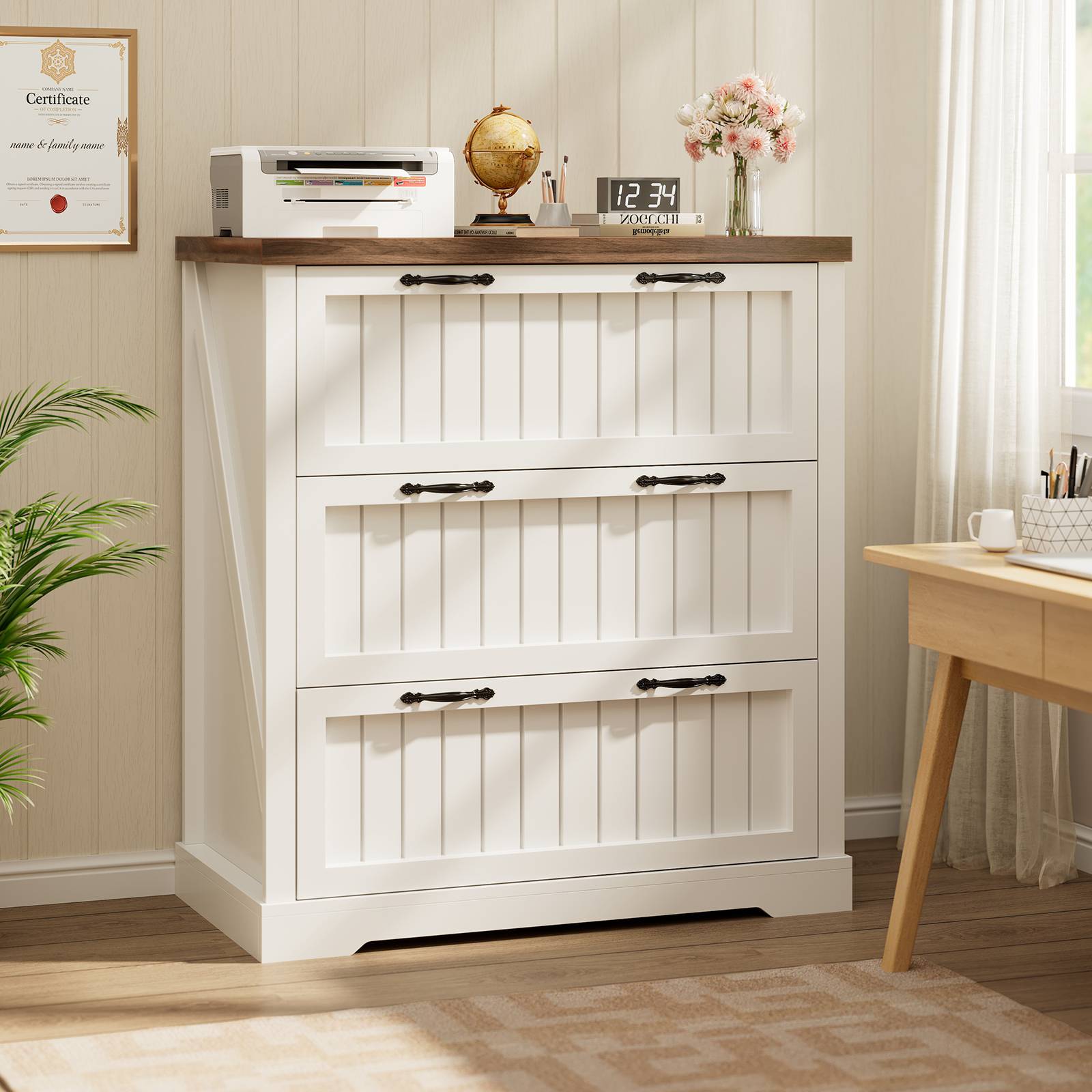 SEDETA 3 Drawer File Cabinet Farmhouse Filing Cabinet for Home Office