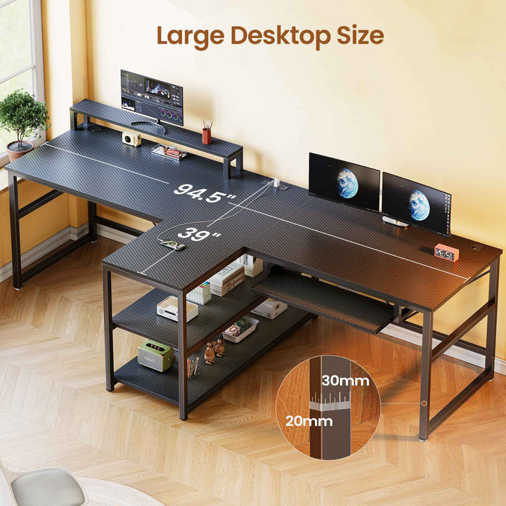 SEDETA 94.5 Inch Office Computer Desk 2 Person Gaming Desk