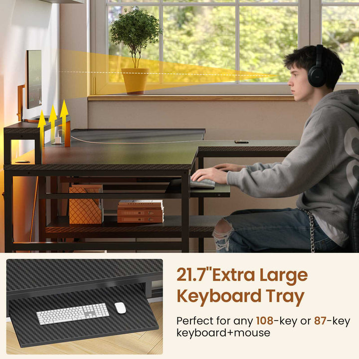 SEDETA 94.5 Inch Office Computer Desk 2 Person Gaming Desk