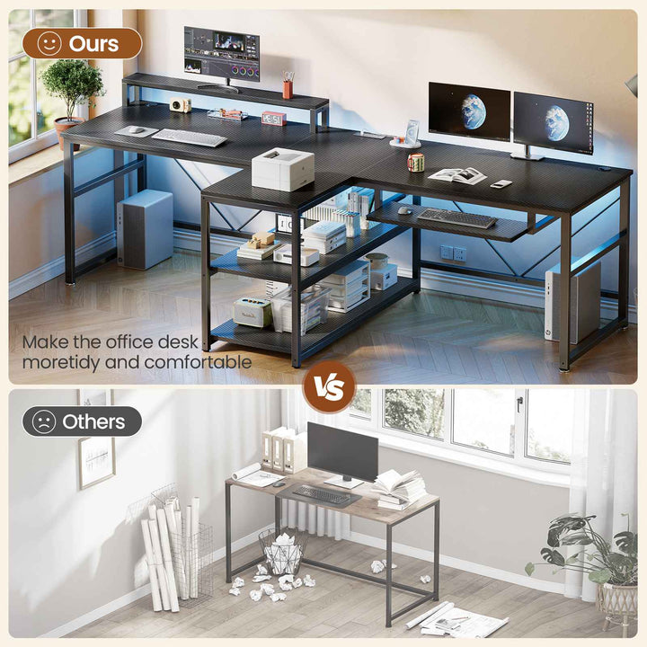 SEDETA 94.5 Inch Office Computer Desk 2 Person Gaming Desk