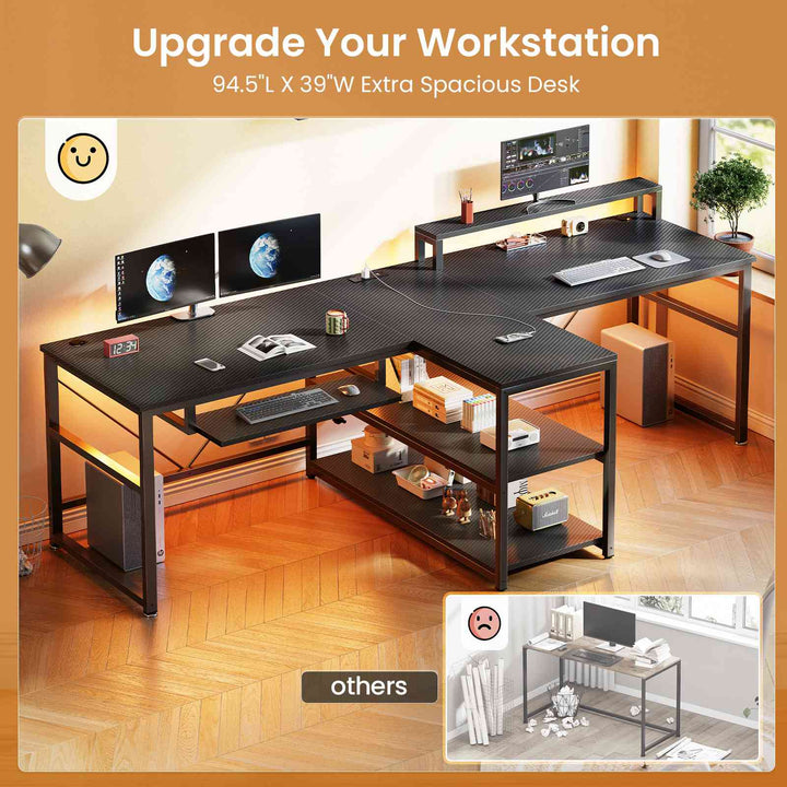 SEDETA 94.5 Inch Office Computer Desk 2 Person Gaming Desk