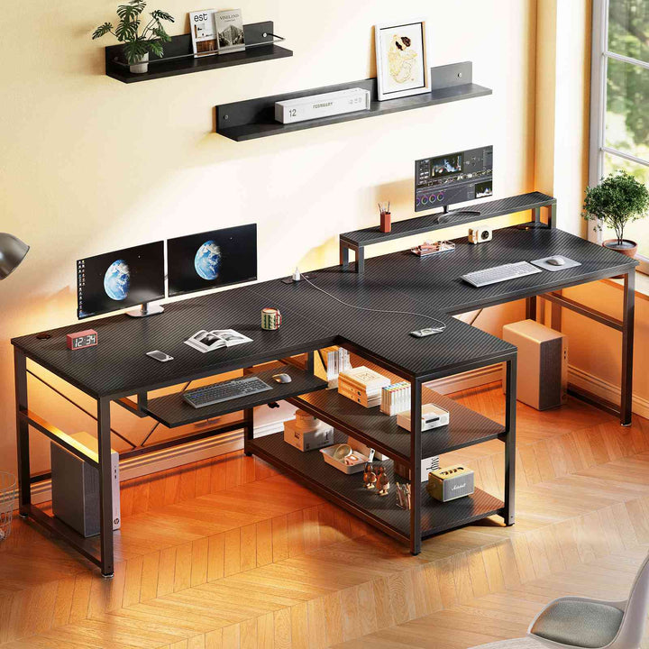 SEDETA 94.5 Inch Office Computer Desk 2 Person Gaming Desk