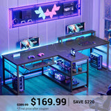 SEDETA | 94.5 Inch Long Two Person Gaming Computer Desk with Storage for Home Office
