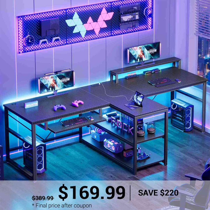 SEDETA | 94.5 Inch Long Two Person Gaming Computer Desk with Storage for Home Office