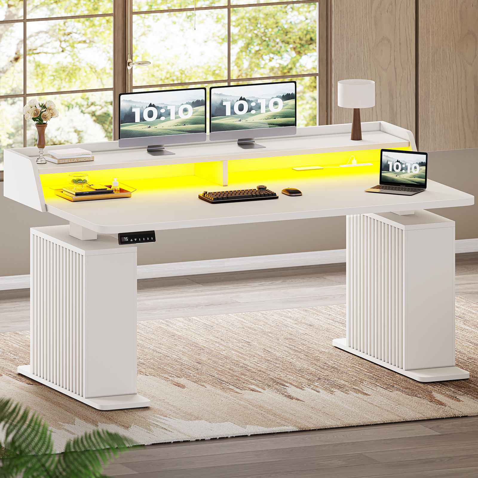 SEDETA | 55 Inch Fluted Height Adjustable Standing Desk Ergonomic Elec