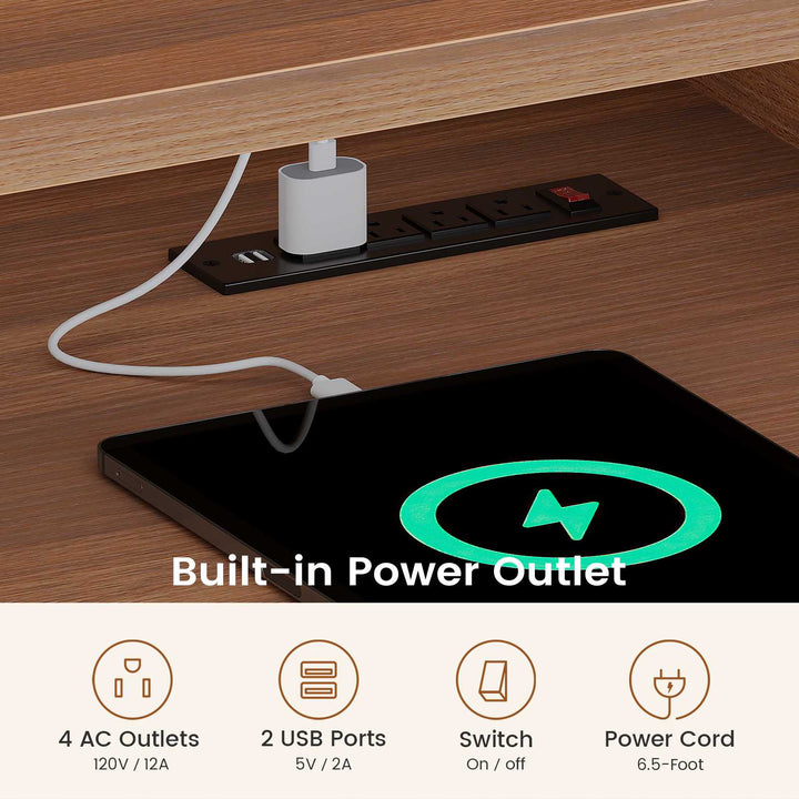 SEDETA 55 Inch Fluted Electric Standing Desk Ergonomic Height Adjustable Desk with Storage Power Outlets LED Lights