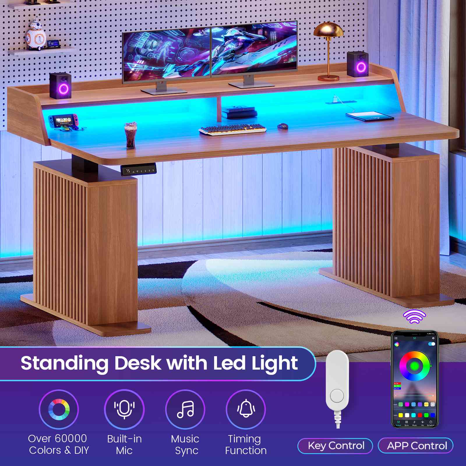 SEDETA | 55 Inch Fluted Height Adjustable Standing Desk Ergonomic Elec